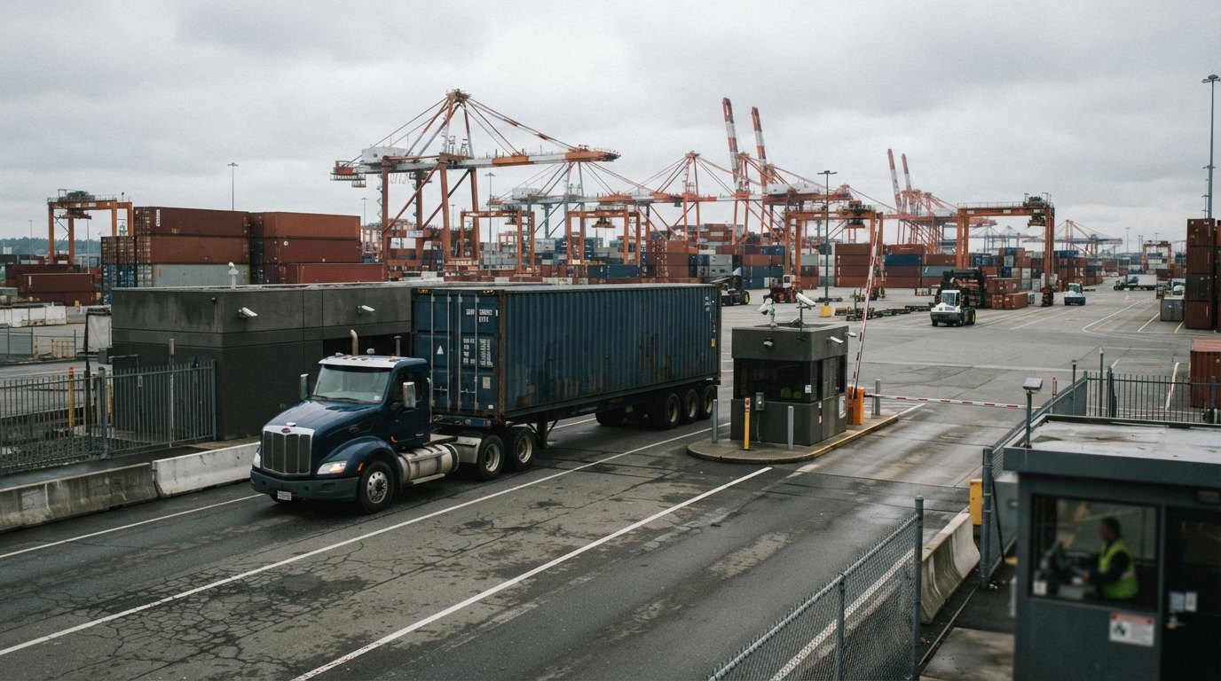 Container port and drayage truck